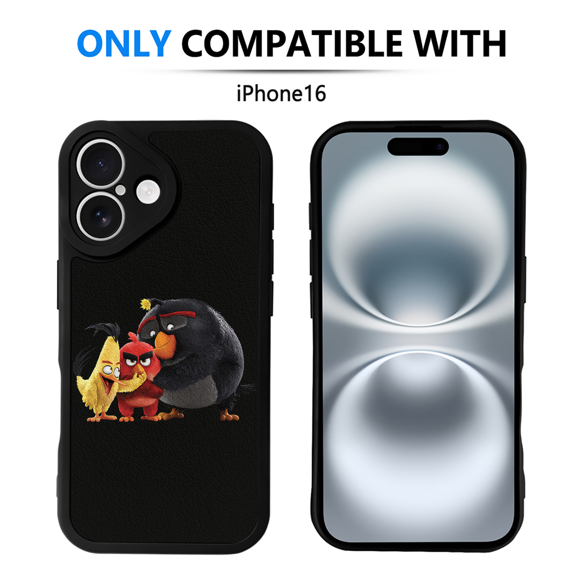 （画像用） Angry Birds アングリーバード 【iPhone 16シリーズ対応】シリコンスマホケース（レザー調） 材質：シリコン